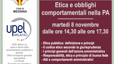 Comune di Messina - Etica e obblighi comportamentali nella PA - 8 Novembre 2022